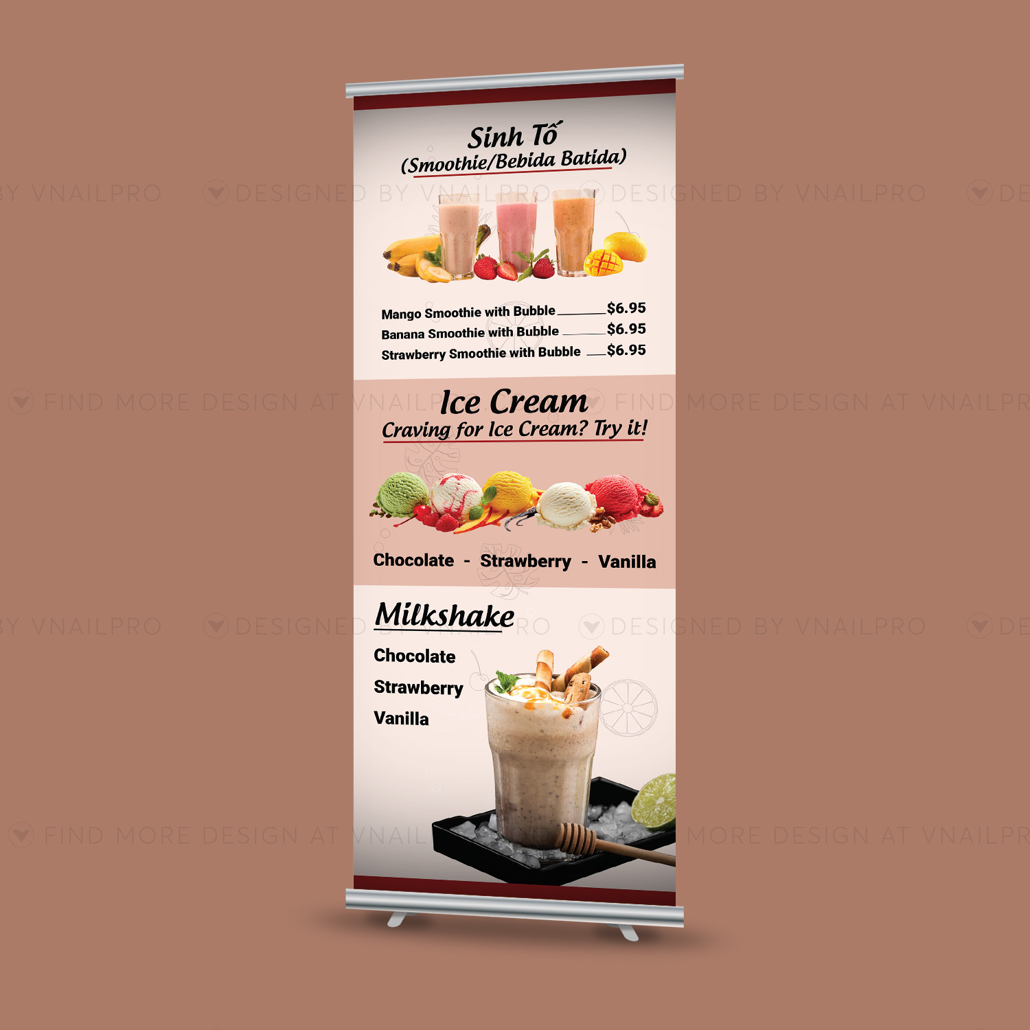 Sink Tó Retractable Banner Pink Cream