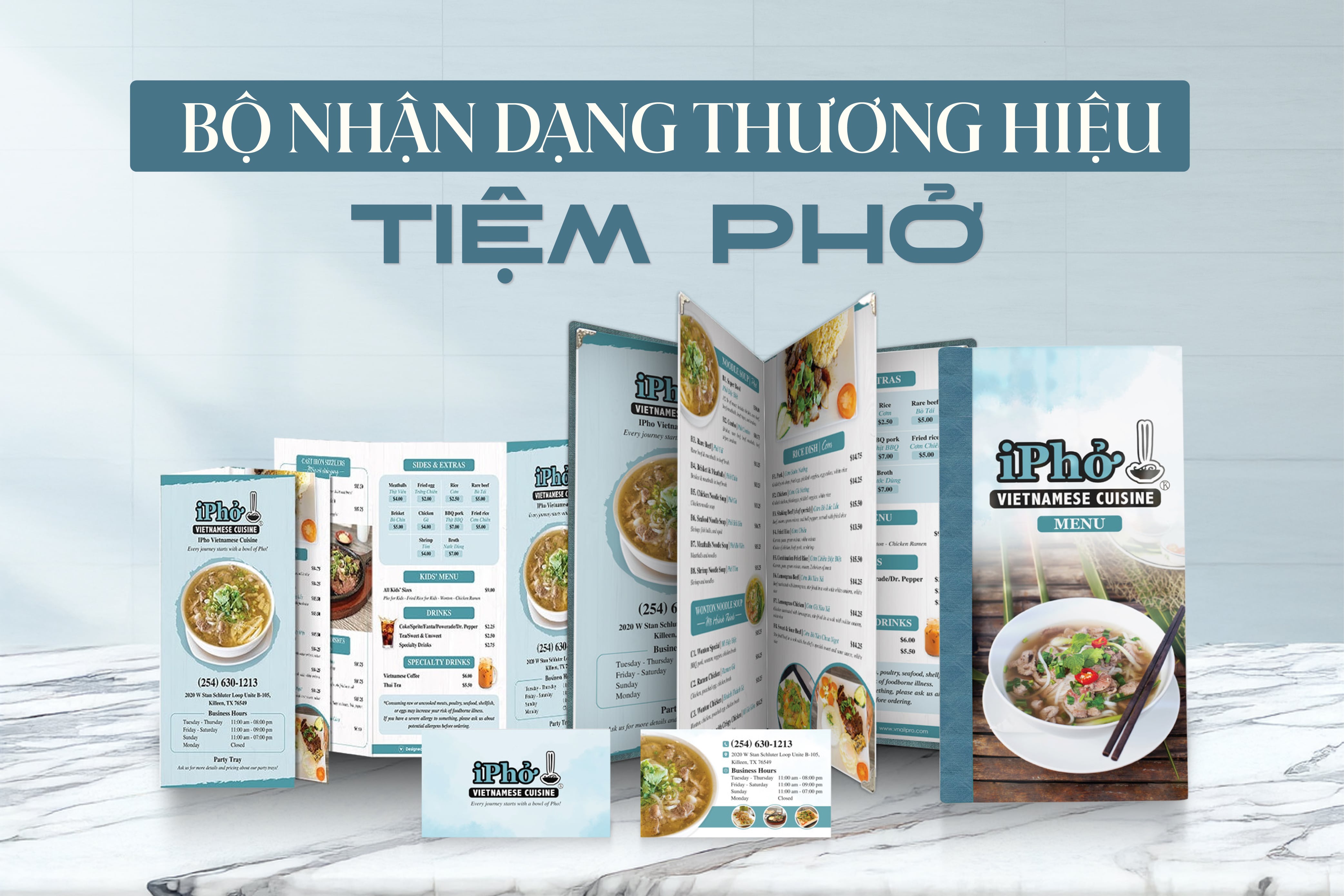 Bộ nhận dạng thương hiệu chuyên nghiệp tiệm phở