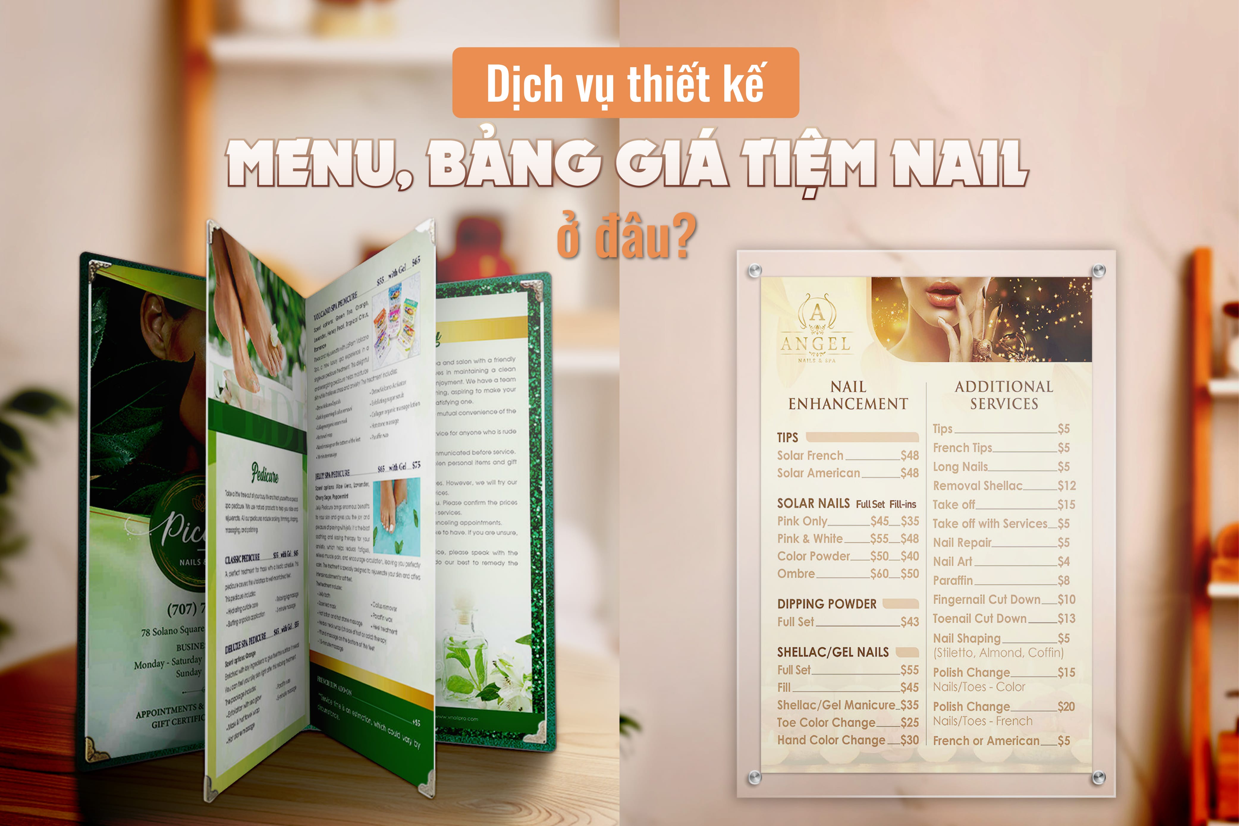 Dịch vụ thiết kế menu bảng giá tiệm nail ở đâu?