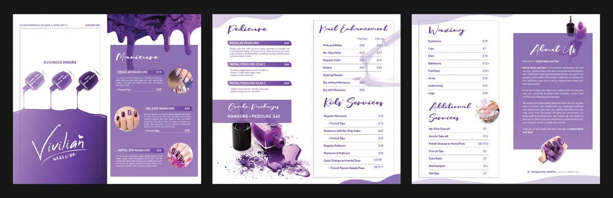 modern purple menu